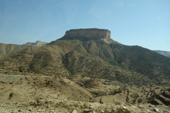 The monastary of Debre Damo sits atop a flat topped mountain (locally known as an "amba") of the same name.