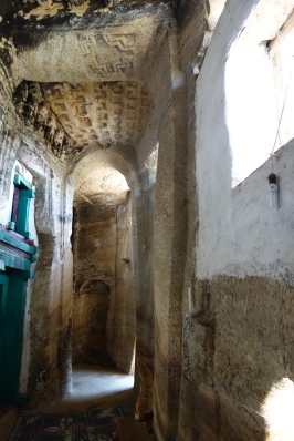 The passageway between the original and modern facades. Like many churches in Ethiopia, this one underwent slight renovations in the 1800s or 1900s.