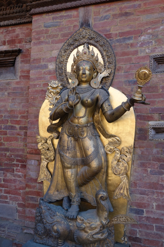 A Hindu sculpture at Patan Museum, in the grounds of the former palace.