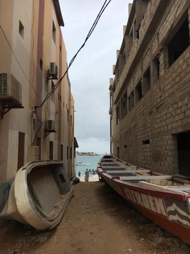 Fishing boats in the laneways of Ngor.